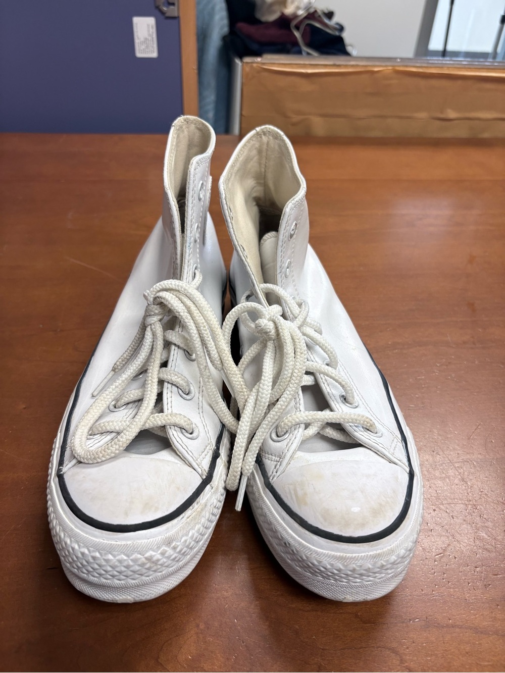 Converse White High-Top Sneakers with Black Trim